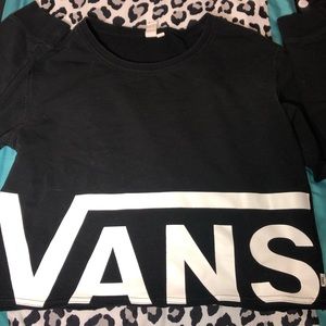 Black Vans Long Sleeve Crop Top